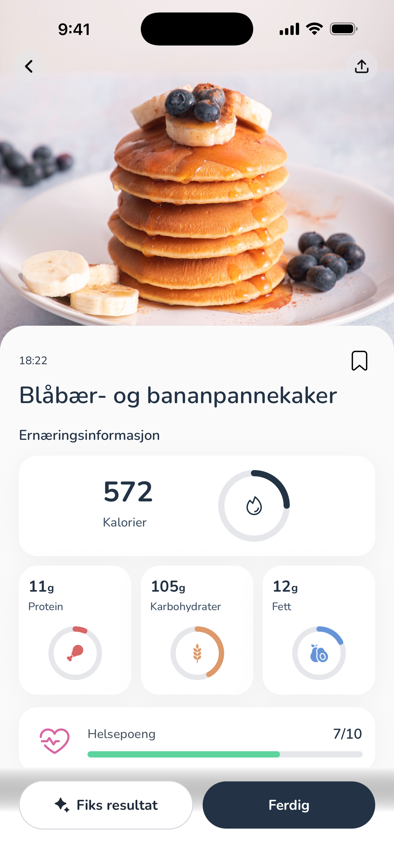 Næringsinnhold etter skanning
